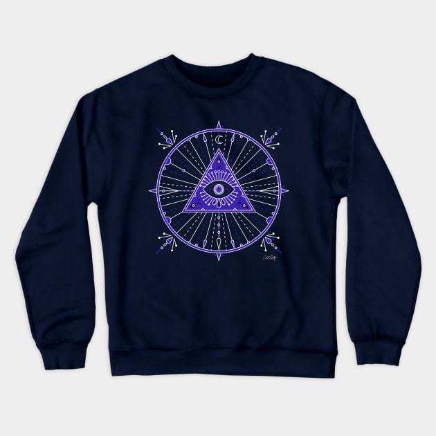 Navy Evil Eye Mandala Crewneck Sweatshirt by CatCoq